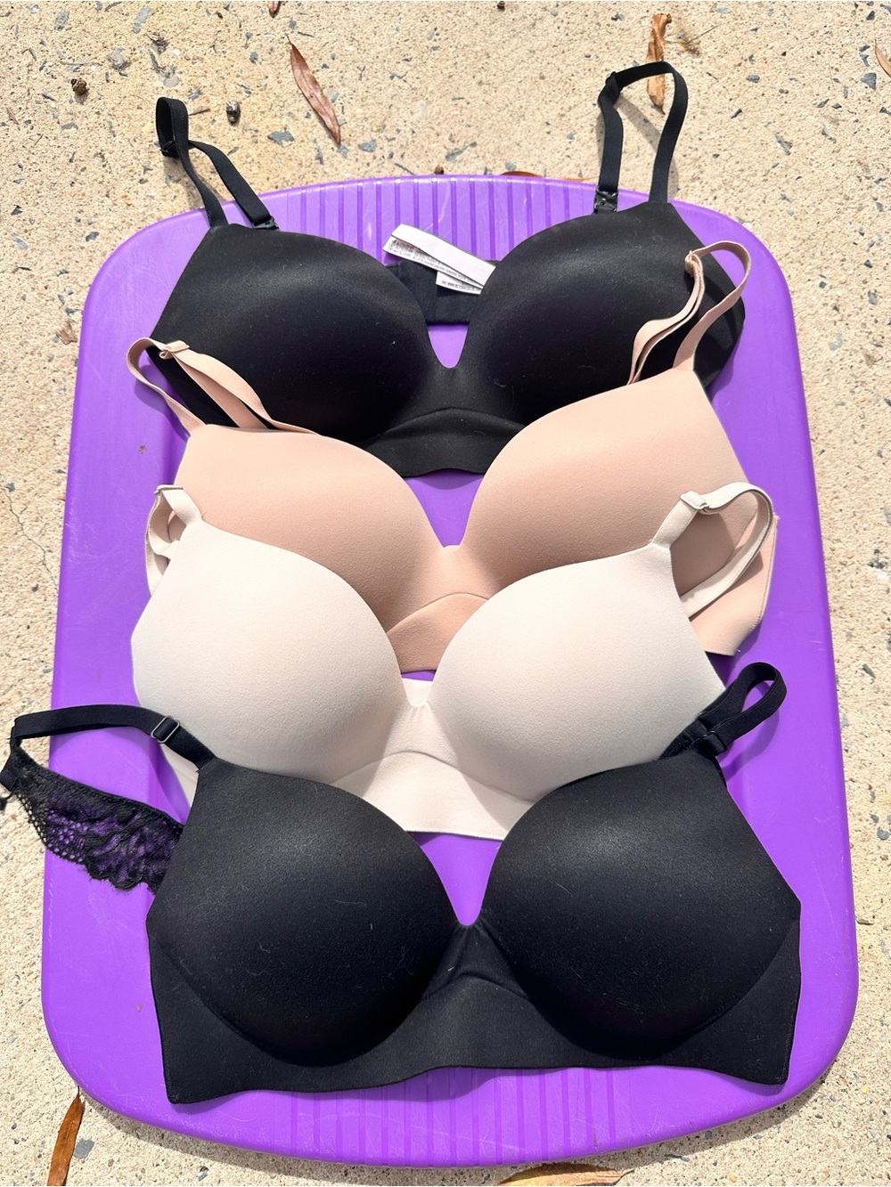 Victoria’s Secret Seamless push-up bras — Black, Nude, and Ivory (3 Pack)